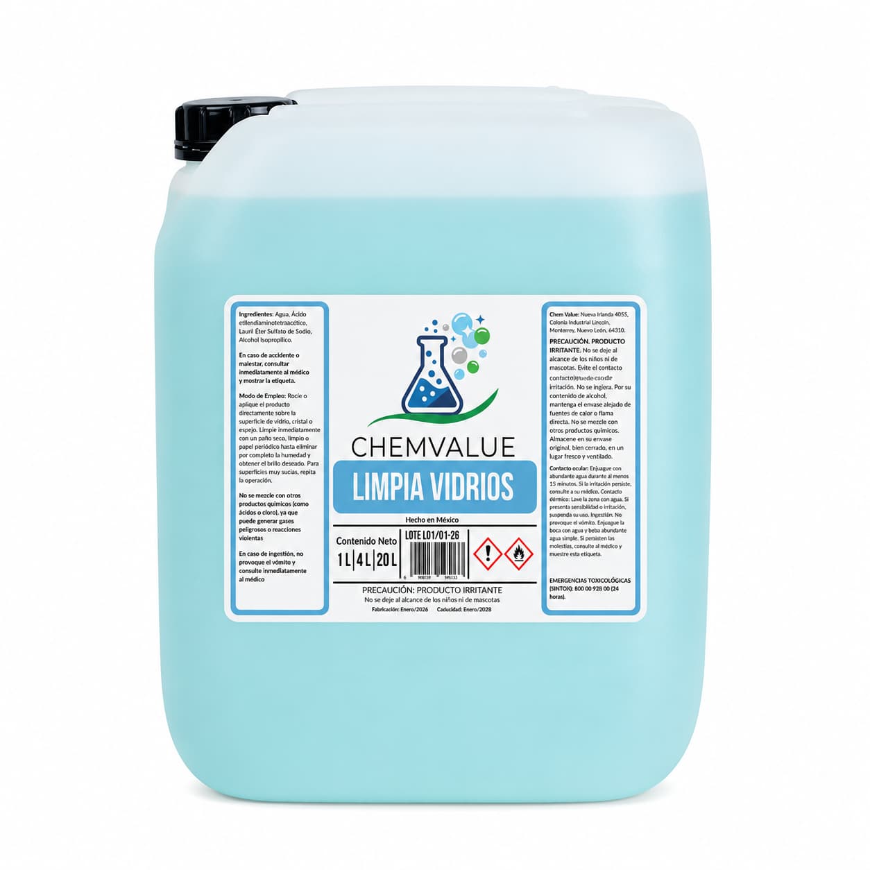 LIMPIAVIDRIOS CHEMVALUE 20LTS