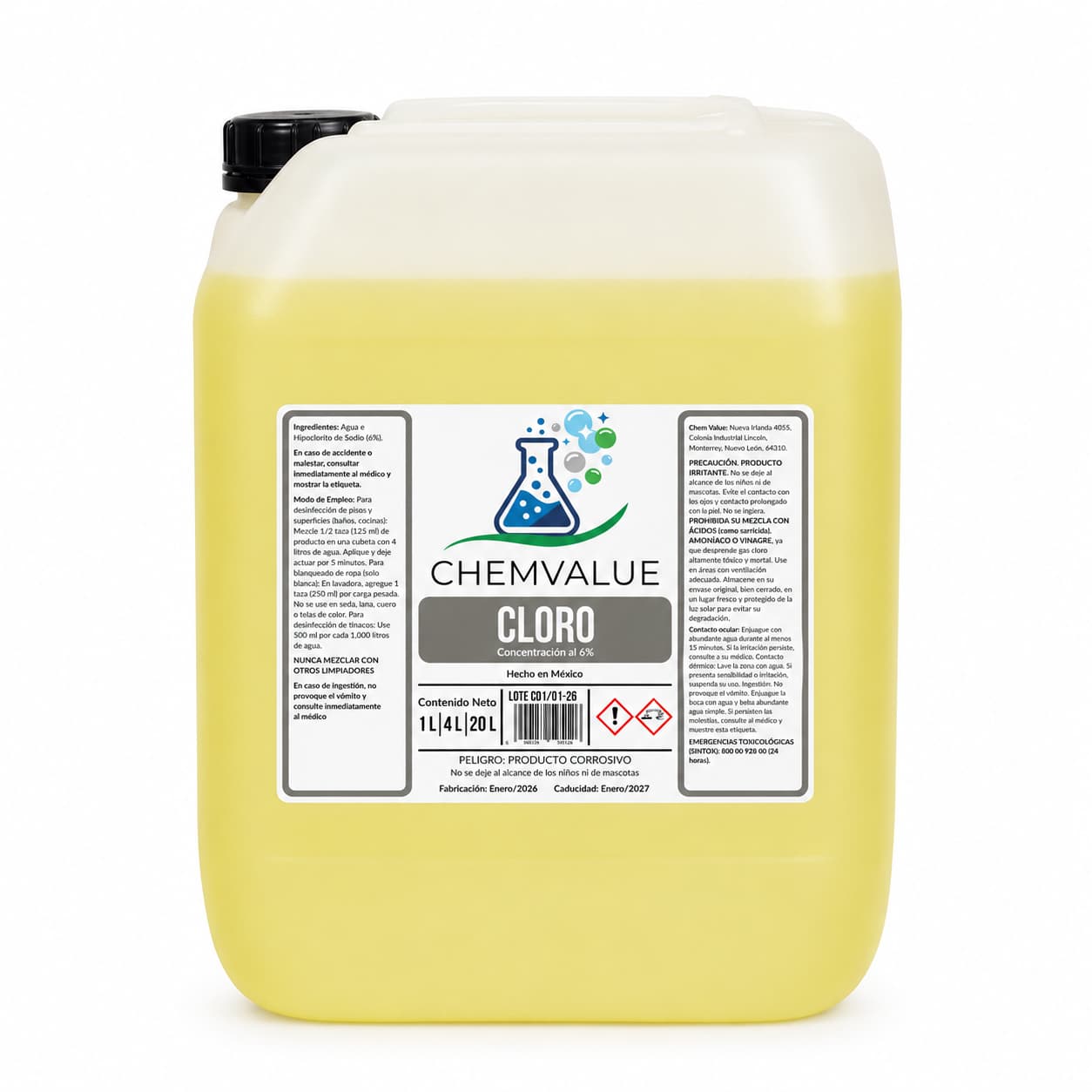 CLORO AL 6% CHEMVALUE 20LTS